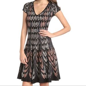 BCBGMAXAZRIA Violet Feather Jacquard A-Line Sweater Dress